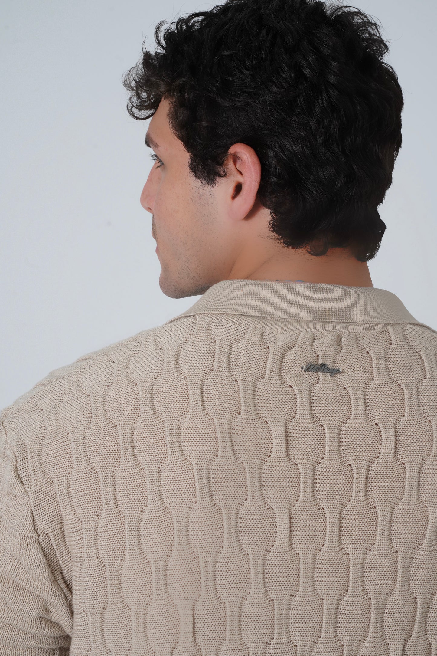 Timepiece Pattern knitted Polo T-shirt