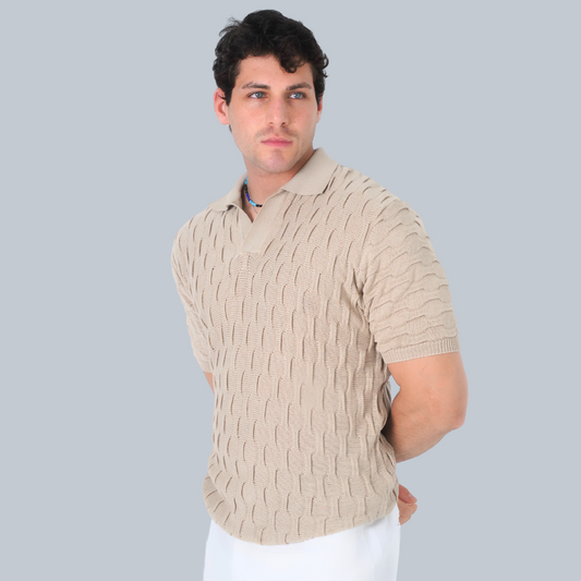 Timepiece Pattern knitted Polo T-shirt