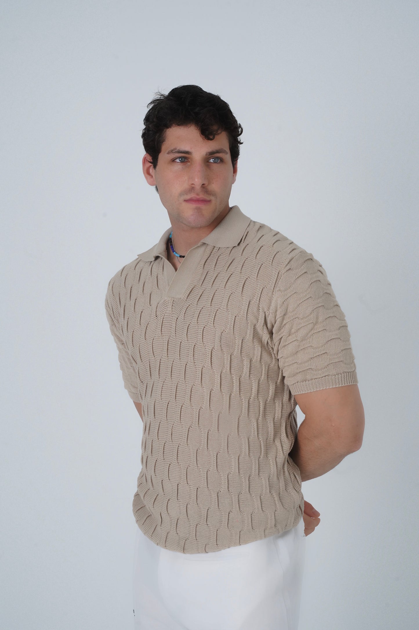 Timepiece Pattern knitted Polo T-shirt